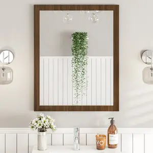Eviva Reflection 30" x 24" Rectangular Gray Oak Wooden Framed Mirror