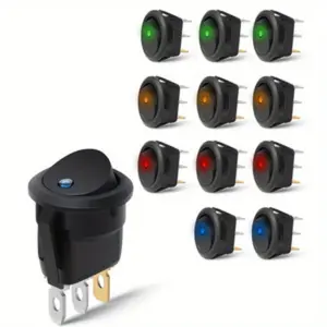 4pcs Rocker Switch Toggle 12V Spst 3 Pins 2 Position On/off, Blue LED Light Illuminated Boat Switch, Electric Conductor Connector