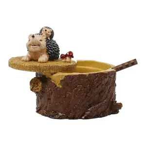 Outdoor Ashtrays for Cute Resin Hedgehog Ashtray with Lid for Home and Garden