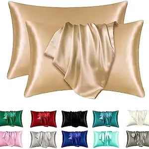 Must-Have Satin Pillow Cover!Solid Color Double-Sided Silky Envelope Pillowcase, Soft Smooth for Daily Use & Bedroom Decor