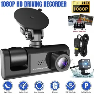 Car DVR Dual Lens Dash Cam HD 1080P Front/Rear/Interior Video Recorder Camera G Sensor, 3 Channel Dash Cam, 170° Wide Angle, 24H Parking Mode fathersdaygiftideas