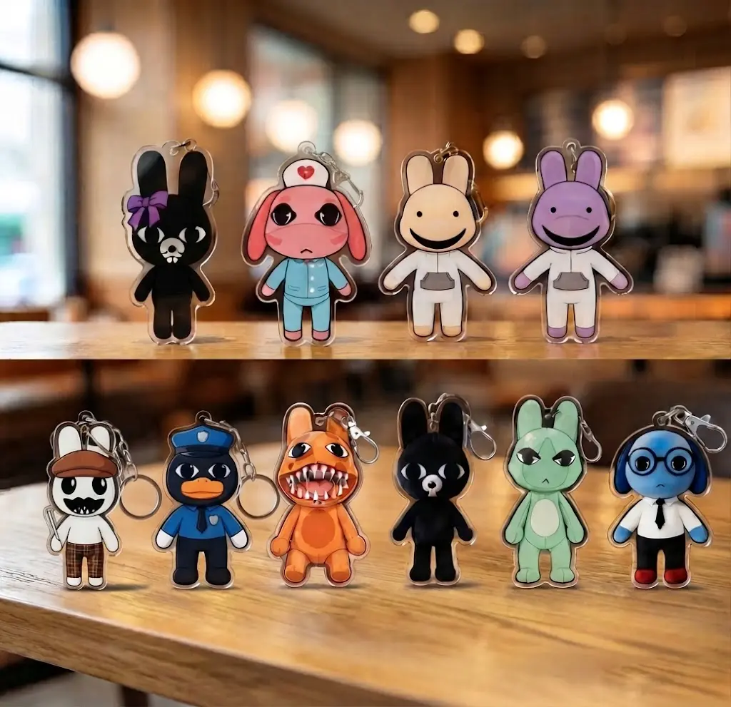 Animal Hospital Acrylic Keychain - Cute Ratthew, Intern Bunny, Lobby Bunny, Ron, Barney, Shopkeeper Nurse - Horror Game Fans Gift - Cute Accessory, Fun Charm For Backpack Or Purse | High Quality and Customer Favorite Items