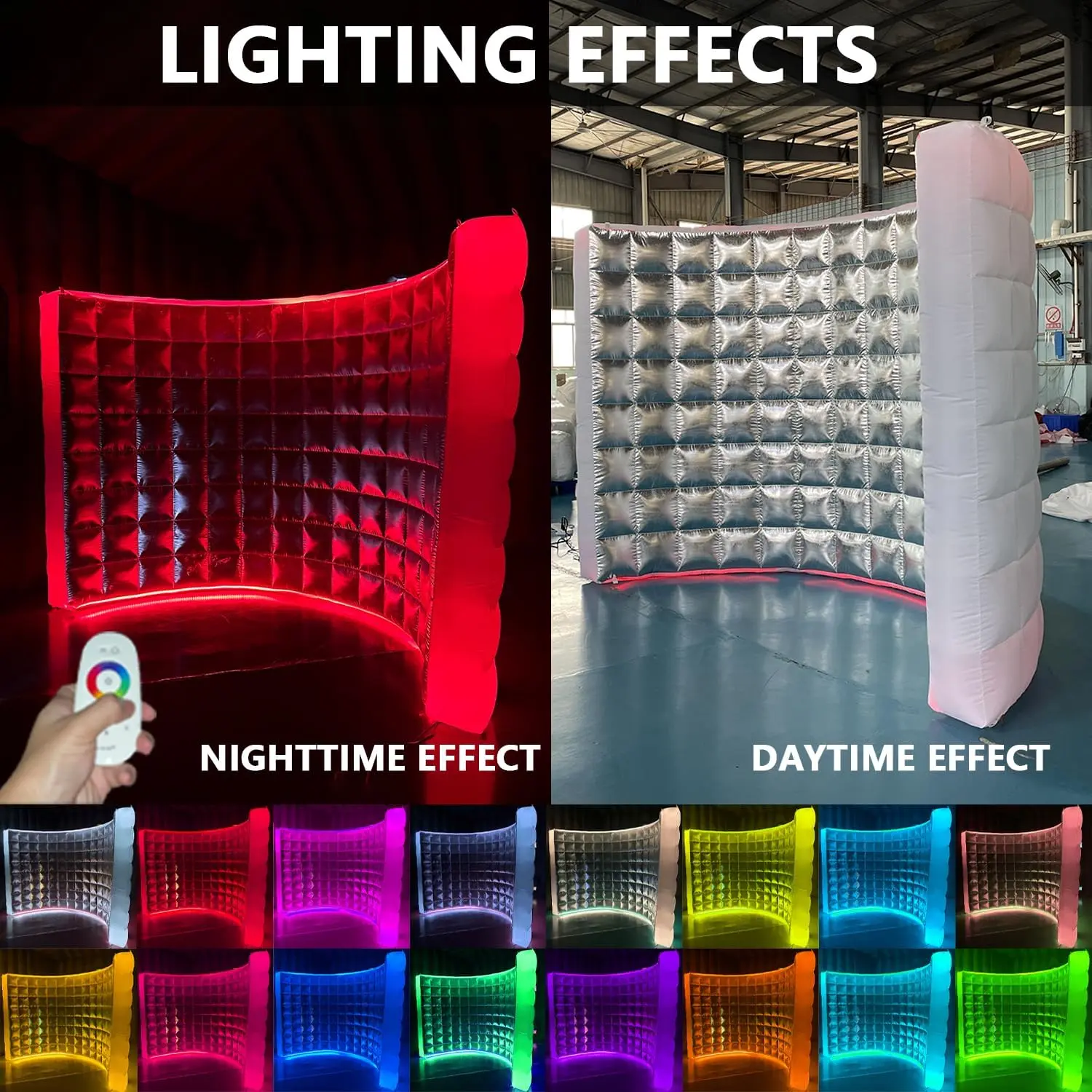 Silver wall(lights on the top and bottom)