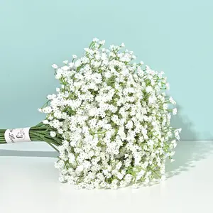 DEEMEI Spring Artificial Bouquets Gypsophila White Faux Initial with Baby's Breath Plastic Flowers for Wedding Stuff Floral House Decoration