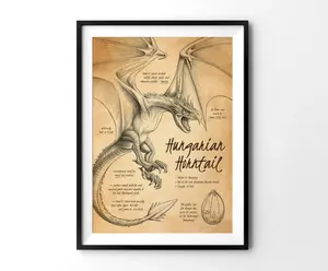 Hungarian Horntail Poster, HP Poster, HP Wall Hanging, HP Magic Animal Poster, Potterhead Home Decor, HP Wall Decor, Wizard World Poster 395916