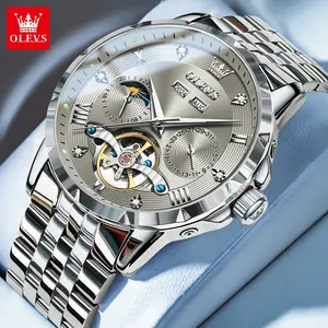 Celebrity endorsement hollow design high-grade fully automatic mechanical watch OLEVS brand flagship genuine luxury multi-function luminous waterproof men's watch 6691