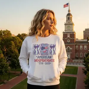 American Independence Coquette Sweatshirt  250 Years 1776-2026 Patriotic Crewneck for Women