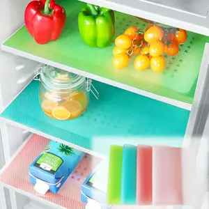 LMMAKE 12Pcs Cuttable Refrigerator Lining Mats Blue Food-Grade EVA Non-Toxic Moisture Proof Stain Resistant Drawer Cabinet Mats for Shelves Clean Tidy Multi-Purpose Tableware Coasters Colorful Organized