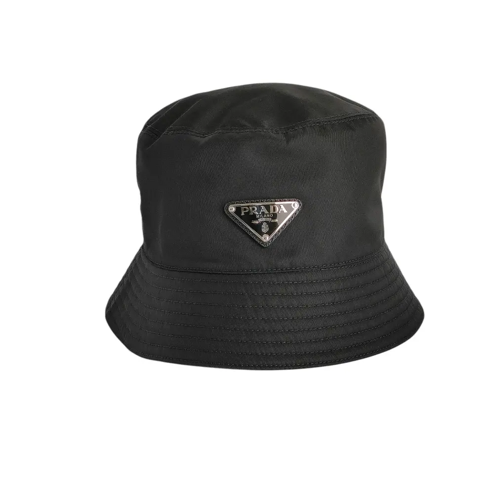 Pre-owned PRADA Nylon Small Leather Goods Triangle Logo Re Bucket Hat