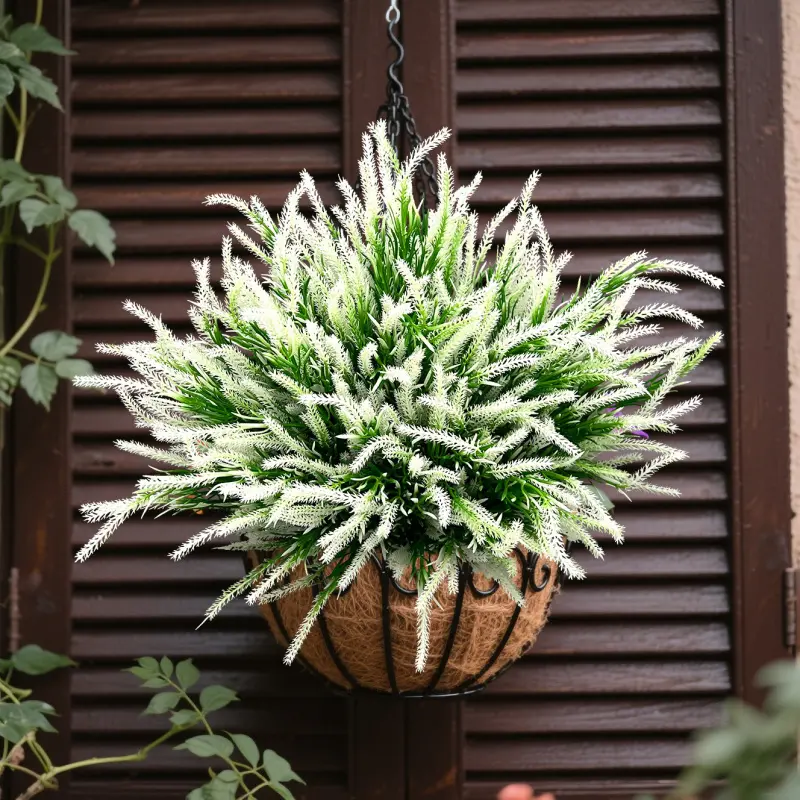 Ultra-Realistic Sturdy Artificial Lavender Flower Plant Set - Pointed Leaves, Wheat Ears, Multiple Stems, 35-40cm Stem Length, Natural Gradient, All-Season Home Decor for Bedroom, Wedding Centerpiece