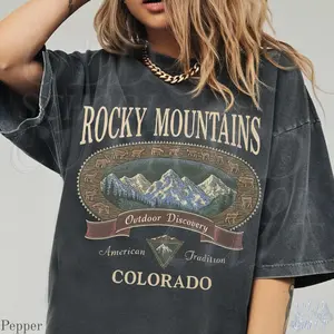 Vintage Rocky Mountains Colorado T-Shirt, Outdoor Discovery Graphic Tee, 90s Mountain Hiking Shirt, Comfort Colors Ivory Nature Top