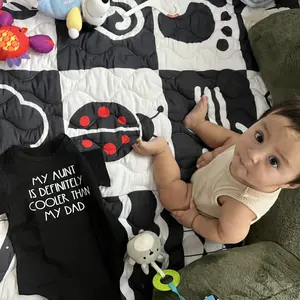 Cotton Youngsters Onesie - "My Aunt is Definitely Cooler Than My Dad" Funny Letter Print, Soft & Comfortable Round Neck Summer Bodysuit
