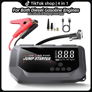 Portable Car Jump Starter, Car Battery Jump Starter with 150PSI Tire Inflator, 12V Car Battery Jump Starter, 15000mAh Power Bank, with LED Light for Emergency Roadside Assistance, Outdoor Camping, Travel and Adventures