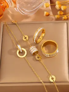 Classic Bracelet & Ring Jewelry Set, Fashionable Jewelry Set, Fashion Jewelry for Party, Daily Clothing Decor, Trendy All-match & Exquisite Jewelry for Birthday Gift