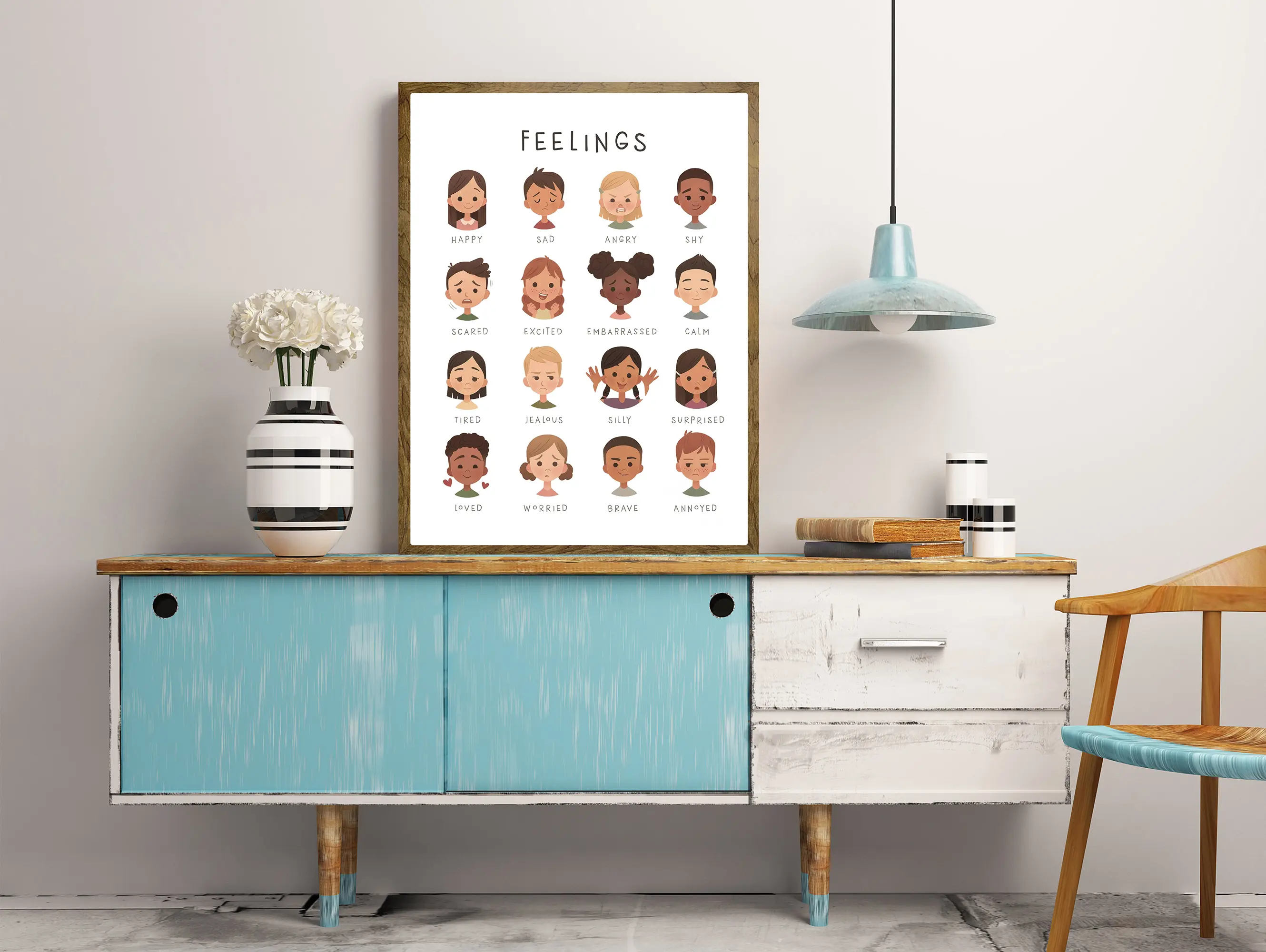 Feelings Poster, Emotions Chart, Classroom Decor, Montessori Homeschool Decor, Feelings Print, Playroom Wall Art, Classroom Art