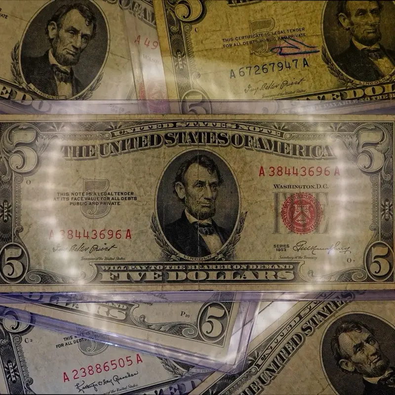 Red Seal $5 Currency Note with Random Date and Serial Number
