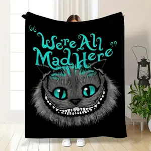 Cheshire Cat Mad Here Throw Blanket Gothic Fantasy Soft Cozy Warm Blanket for Bed Extra Large Machine Washable All Season Flannel Anti Seasonal Blanket Comfort for Home Office Travel & Camping Gifts for Women Girls Friend