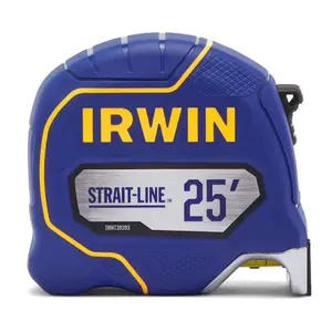 IRWIN STRAIT-LINE 25 ft. Tape Measure Model IWHT39393S Blue with Yellow Accents for Accurate Measurements