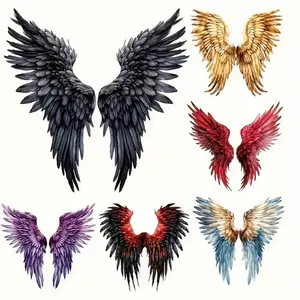 6 Pcs Colorful Wings Glitter Iron on Patches for Clothing DIY A+ Washable T Shirt Heat Transfer Stickers Decorative Applique