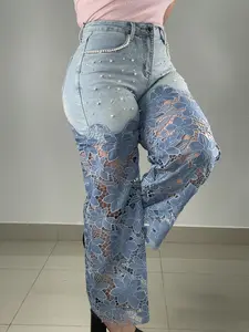 Miranda's Denim & Lace Denim Straight Jeans