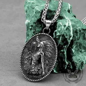 GTHIC Vintage Native Indian Stainless Steel Amulet Pendant Mystic Unisex Jewelry for Daily & Party Wear