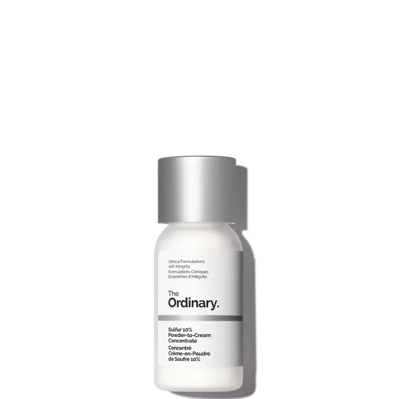 The Ordinary Sulfur 10% Powder-to-Cream Acne Spot Treatment Concentrate, Reduces Pimple Size and Zit Redness, 0.18 Oz
