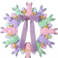 13" Easter Flocked Bunny Wreath with Eggs & Bow