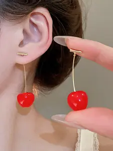 Acrylic Cherry Drop Earrings, Cute Fruit Design Dangle Earrings for Women, Lightweight Jewelry Gift Idea, Stylish Accessory for Daily Wear