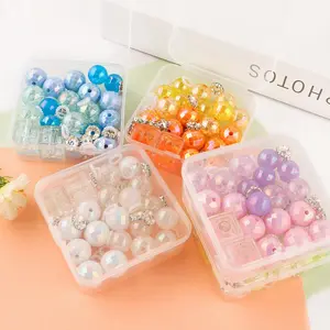 Acrylic Beads Kit, 50pcs/box Mixed Color Beads with Storage Box, DIY Jewelry Making Supplies for Bracelet Necklace Earrings Pendant, Bling Glitter Beads