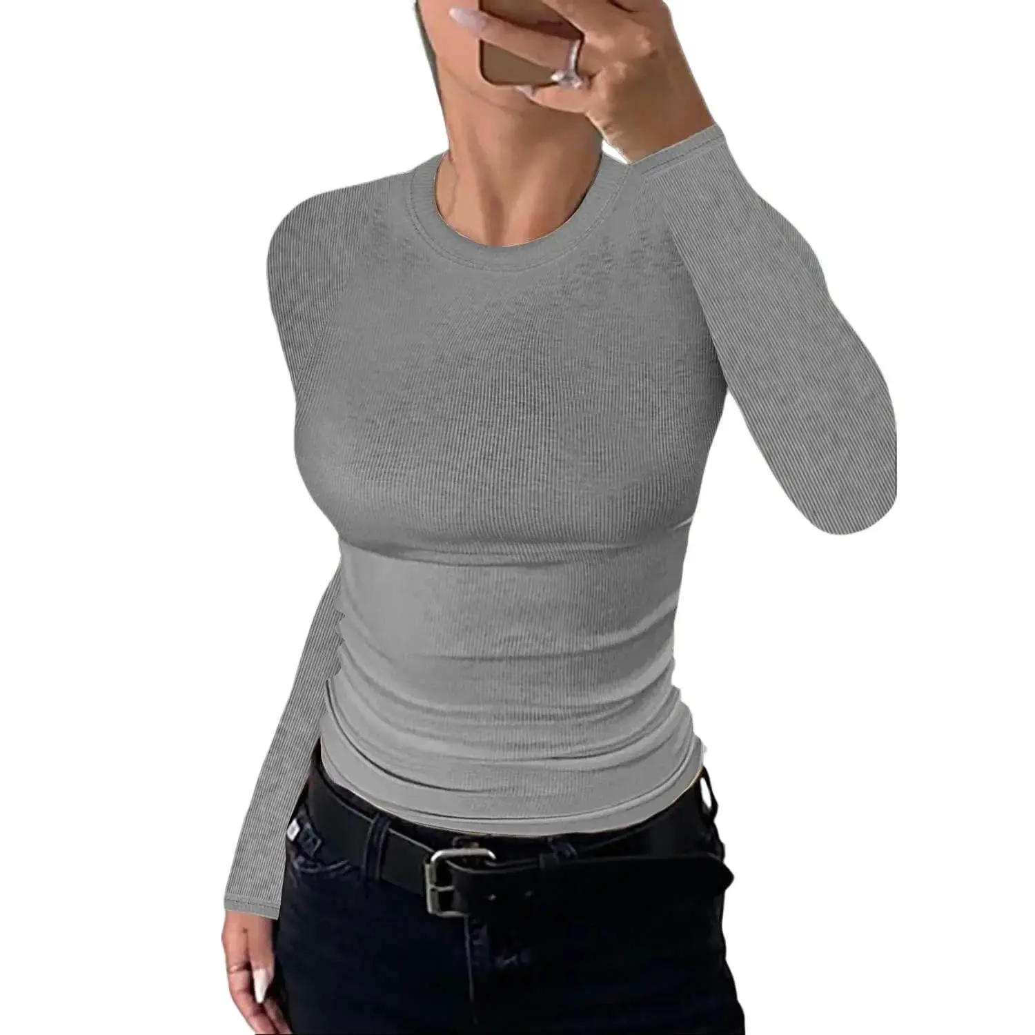 Women's Slim Ribbed Long Sleeve T Shirts