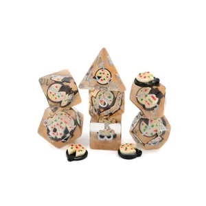 Pizza Resin DnD Dice Set - 7-Piece RPG Dice for Dungeons and Dragons, Tabletop Roleplaying Games