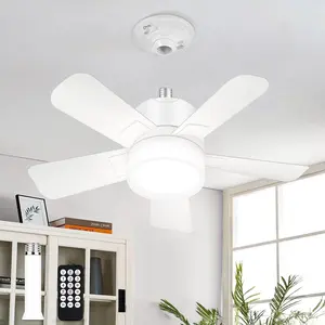 Socket fan light with remote small ceiling fan with lights 1000lm dimmable light bulb fan with 3000k6000k selectable 5 speeds socket light fans e26 base screw in fans for bedroom kitchen 165