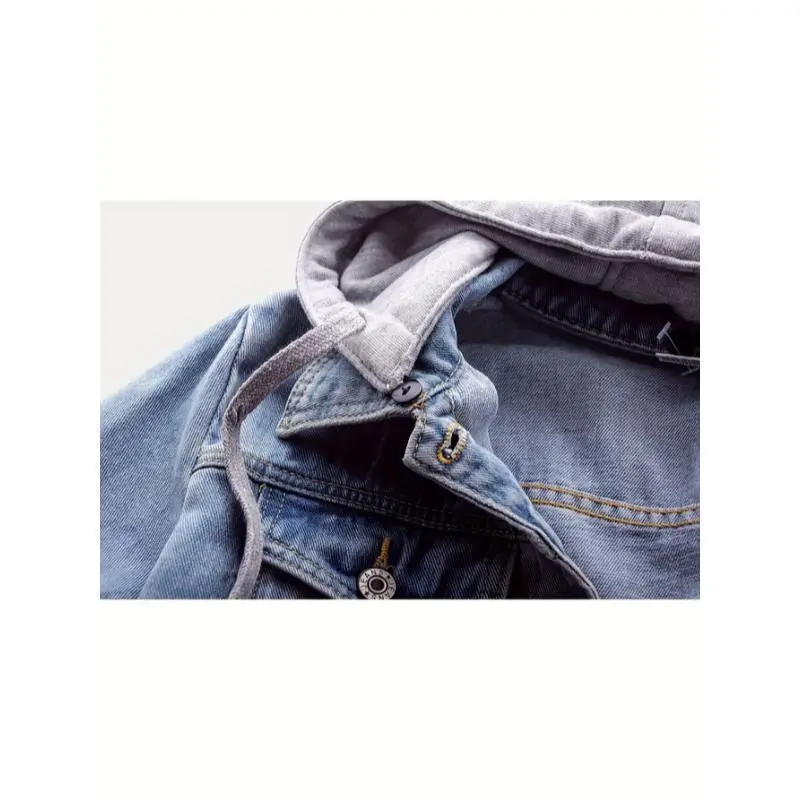 Women's Casual Denim Jacket Long-Sleeved Hooded Denim Short Jacket with Blue Cotton Collar and Suitable for Spring and Autumn Tops Womenswear Coats Women's Casual Denim Jacket Long-Sleeved Hooded Denim Short Jacket with Blue Cotton Collar and Suitable for Spring and Autumn Tops Womenswear Coats