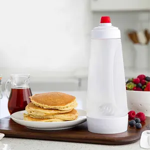 Pancake Batter Dispenser with Blender Balls – 33 Oz Pancake Mixer Bottle, Kitchen Batter Squeezer with Graduated Lines & Sturdy Base for Cupcakes, Crepes, Muffins, Pancakes
