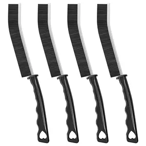 Multi-Purpose Hard Bristle Crevice Cleaning Brush -Deep Reach Gap Cleaning Tool for Household Use -Versatile, Durable, Thin Brush to Clean Tight Spaces -4 Pcs, Black