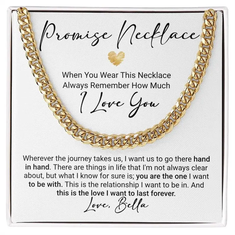 To My Man Promise Necklace, Cuban Link Chain for Him, Promise Jewelry For Man, To My Boyfriend Anniversary Birthday Jewelry