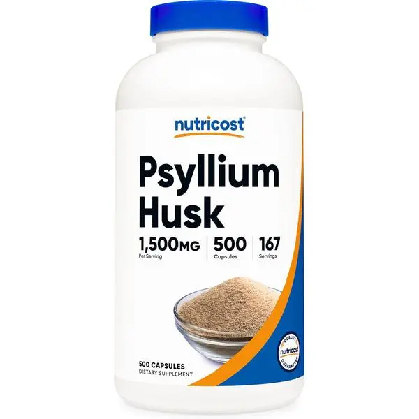 Nutricost Psyllium Husk 1500mg Per Serving, 500 Capsules - Non-GMO & Gluten Free