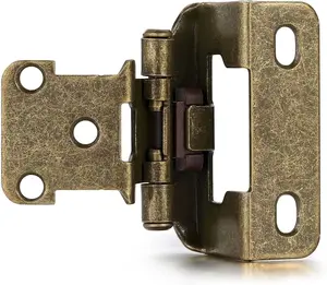 Pack ( Pair) Antique Brass Cabinet Hinges for Kitchen Cabinet Door, Partial Wrap Self Closing /" Overlay Kitchen Cabinet Hinges, Semi Hidden Cabinet Hinge for Cabinet Doors