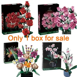10311 Orchid Building Blocks, 10280 The flower of love Bouquet Bricks, 10313 Wildflower Bouquet, 10328 Red Rose, Building Block Sets, 3D Flower Model Home Decor, Stem Building Blocks