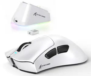 ATTACK SHARK V3 PRO Wireless Esports Gaming Mouse with Magnetic Charging Dock:62g Lightweight-1K Polling-25K DPI-PAW3311 Sensor,Wired/BT/2.4Ghz Programmable,BK52820 IC for PC Mac Laptop Gamer