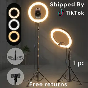 10 Inch LED Ring Light with 64" Tripod Stand Vlogging Kit – 3-Color Adjustable Lighting for YouTube/TikTok Videos, Selfie, Live Stream, and Makeup, Video Light Perfect for Smartphones, Universal Compatibility#Easter Gift#mother's day gifts