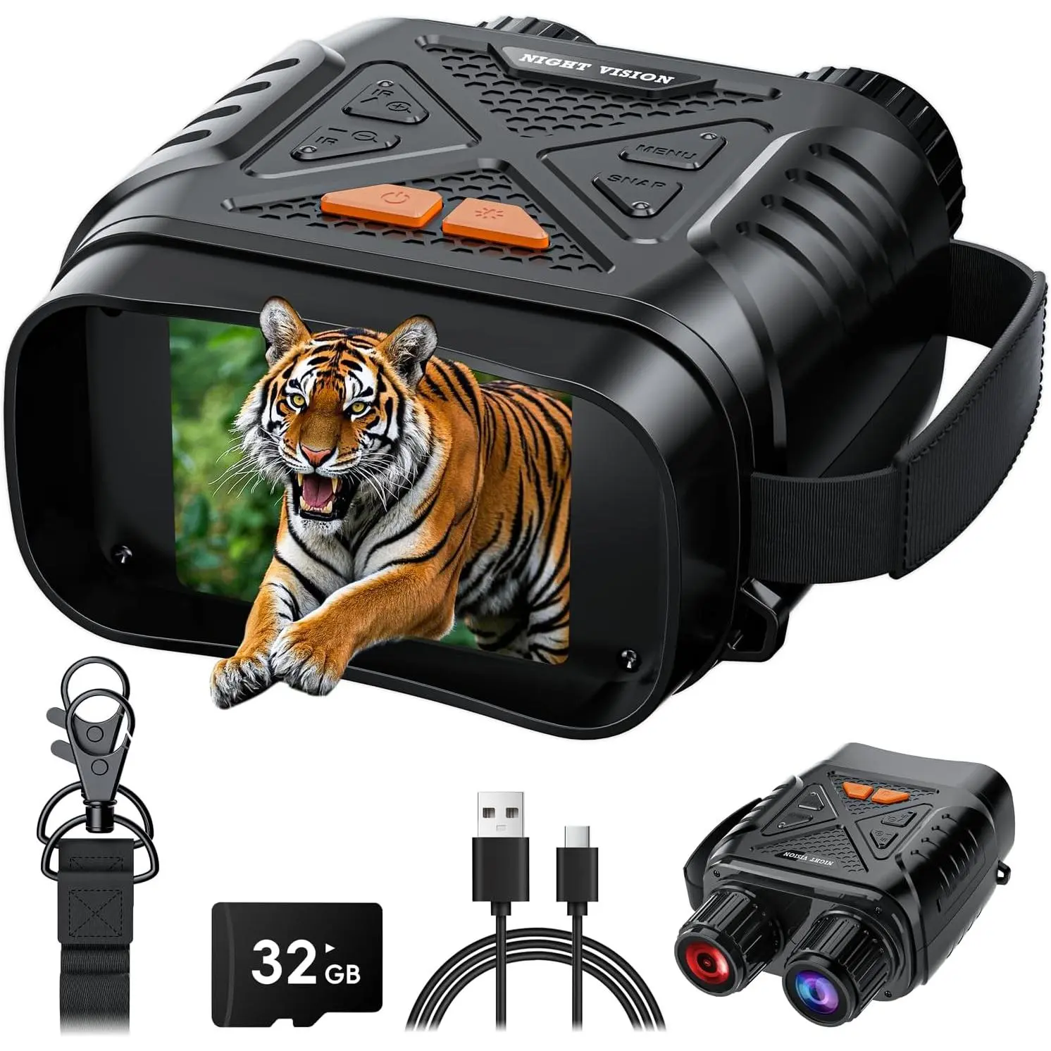 Night Vision Goggles, Night Vision Binoculars for Adults, 10X Digital Zoom, 2.8'' HD Screen Binoculars Camera can Take Photo and Video with 32GB TF Card, Support Connecting to Computer