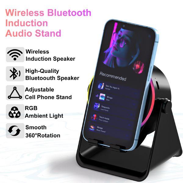 【Valentine's Day gift】Lentorgi 5-in-1 Wireless Induction Bluetooth Audio Speaker, Phone Stand Ambient Light, Surround Sound 360° Rotation Rechargeable Hands-Free Calls For Bedroom, Office, Kitchen, Camping, Yoga, Cooking Gifts for Men, Women, Elderly 【Valentine's Day gift】Lentorgi 5-in-1 Wireless Induction Bluetooth Audio Speaker, Phone Stand Ambient Light, Surround Sound 360° Rotation Rechargeable Hands-Free Calls For Bedroom, Office, Kitchen, Camping, Yoga, Cooking Gifts for Men, Women, Elderly