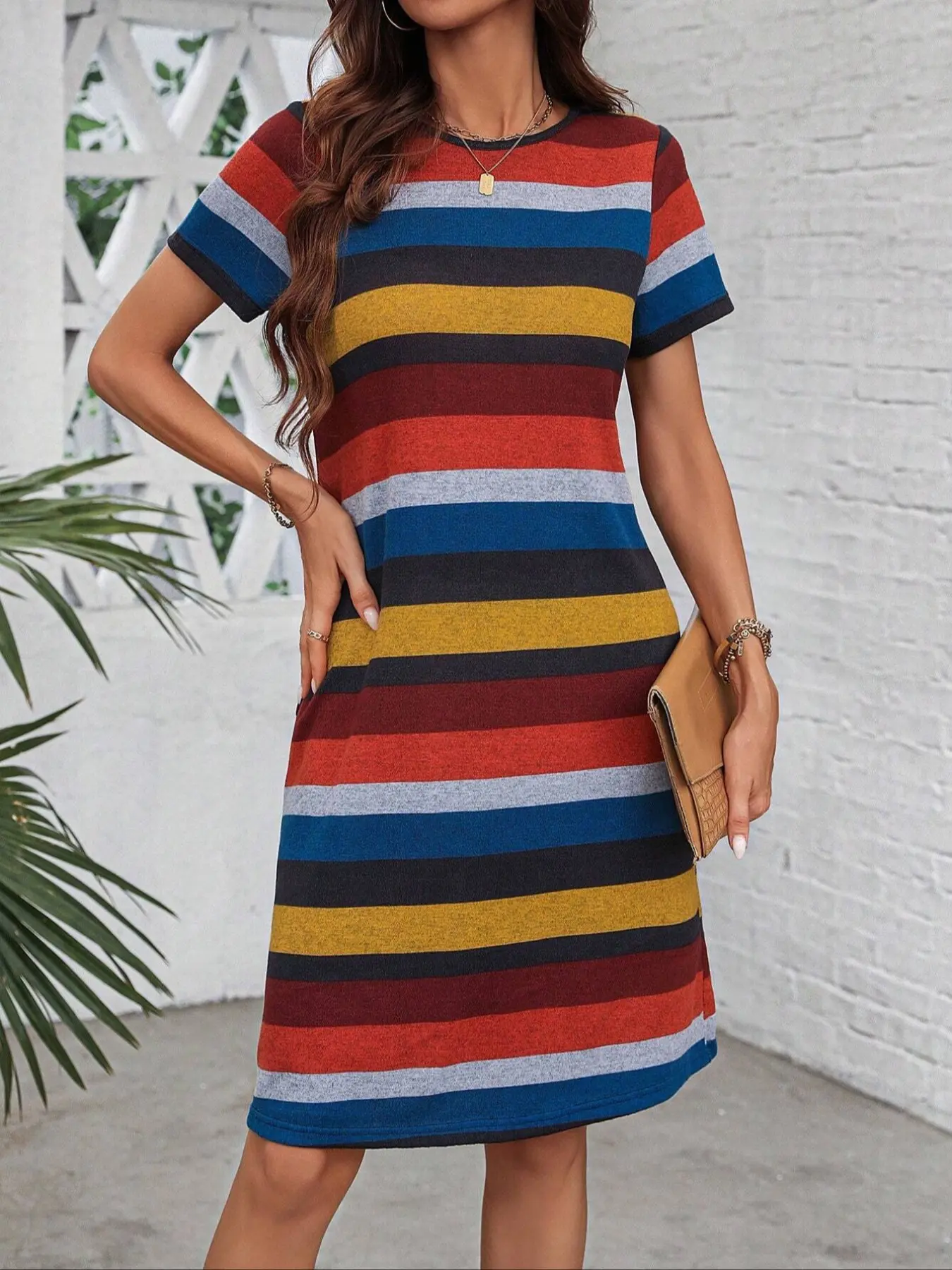 Summer Vintage Rainbow Striped Dress, Womenswear, Straight Tube Fit,  Conceals Blemishes, Slimming, Whitening, Versatile, Dopaamine - TikTok Shop