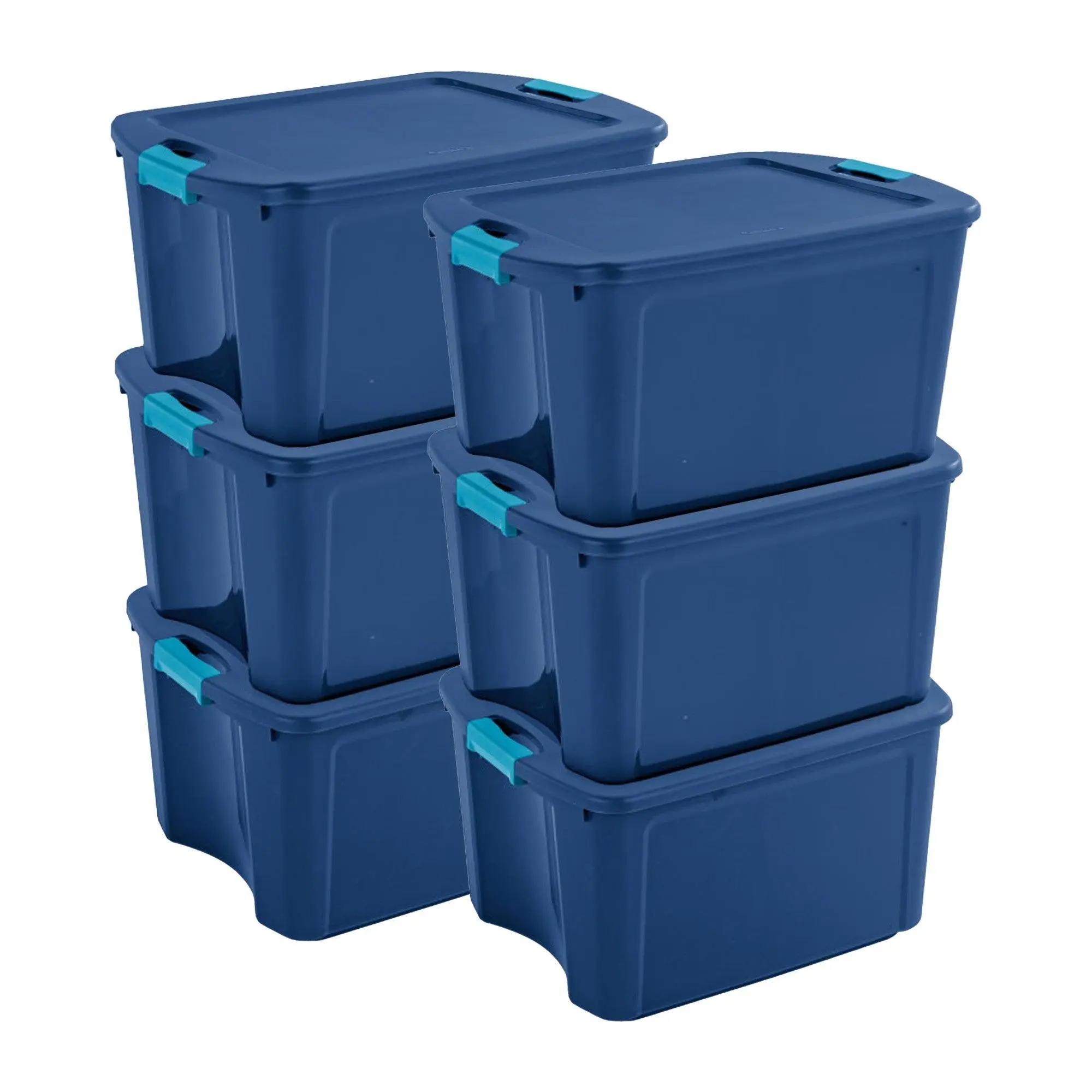 Sterilite 18 Gal Latch and Carry Stackable Storage Bin with Latching Lid, 6 Pack