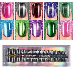 Cat Eye Press On Nails  300Pcs Short Square Soft Gel Nail Tips.