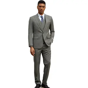 Sunseeker Collection: Men's Pinstripe 3 Piece Hybrid Fit Suit In Light Grey