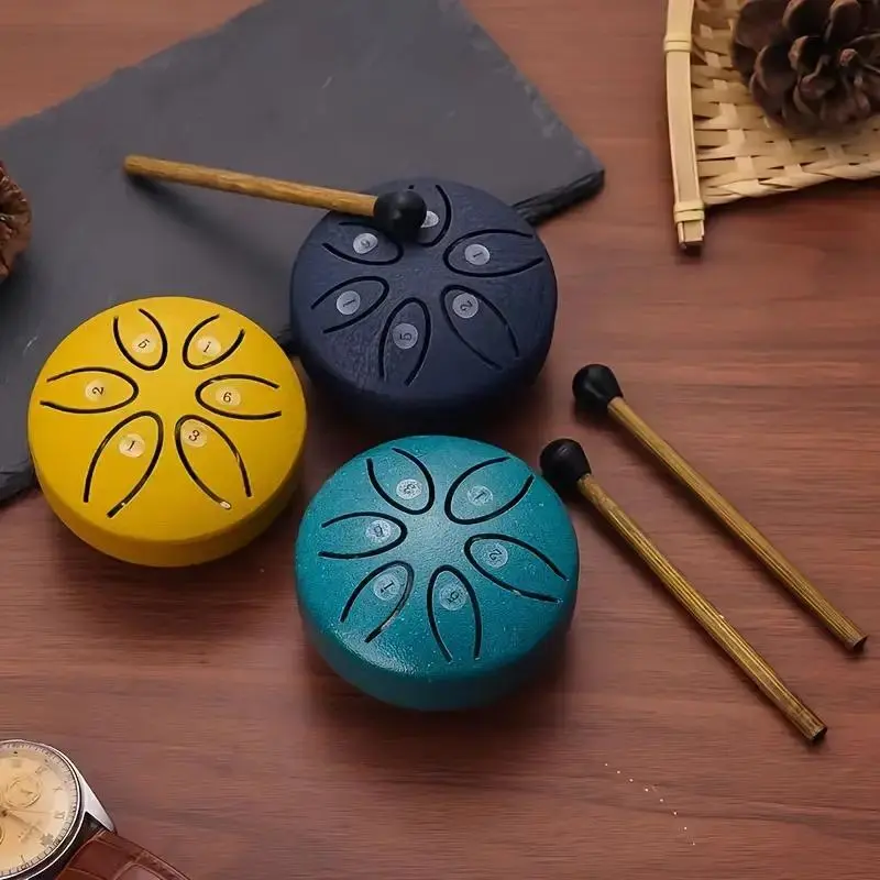 Mini Steel Tongue Drum, 1 Count Portable Mini Iron Drum with Drum Mallets & Music Book, Percussion Musical Instruments for Beginners