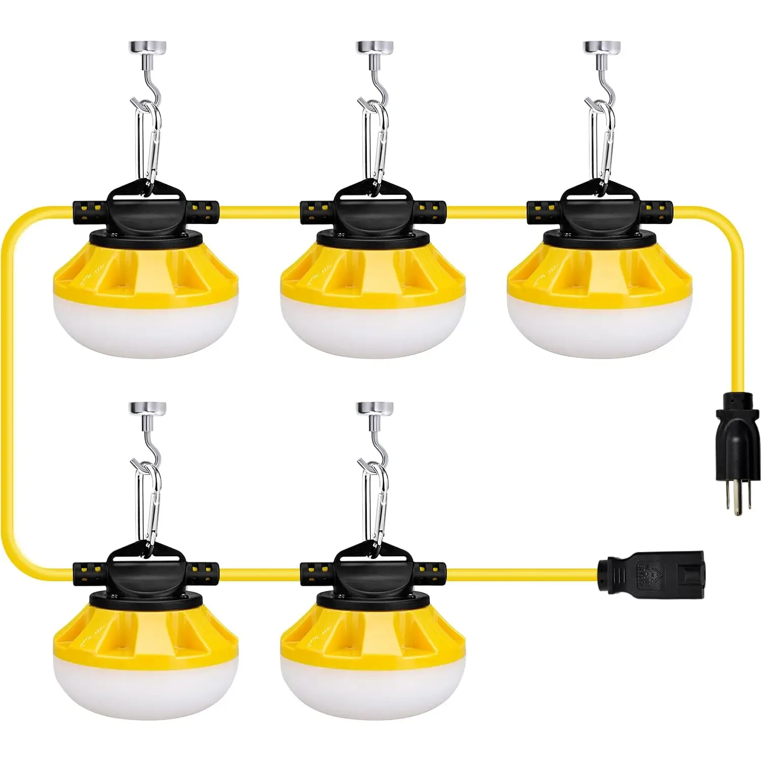 [3-Prong] 50ft LED Construction String Lights, 50W 5000lm LED String Work Lights, Construction Temporary Lights, ETL Listed(50ft 3-Prong)