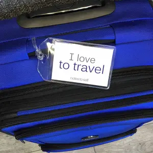 I love to travel™ + I love adventure™ luggage tag
